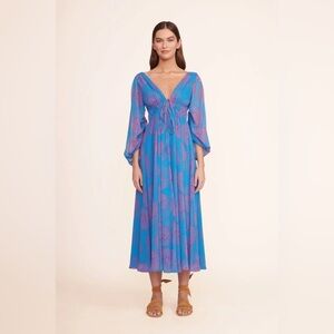Staud Shelby Blue Print Maxi Dress Size XS